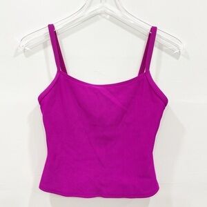 Lands’ End Ribbed Crop Cami Swim Top Magenta 6